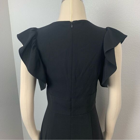 Amanda Uprichard Black Ruffle Sleeve Lace up Mini Dress - Picture 6 of 9